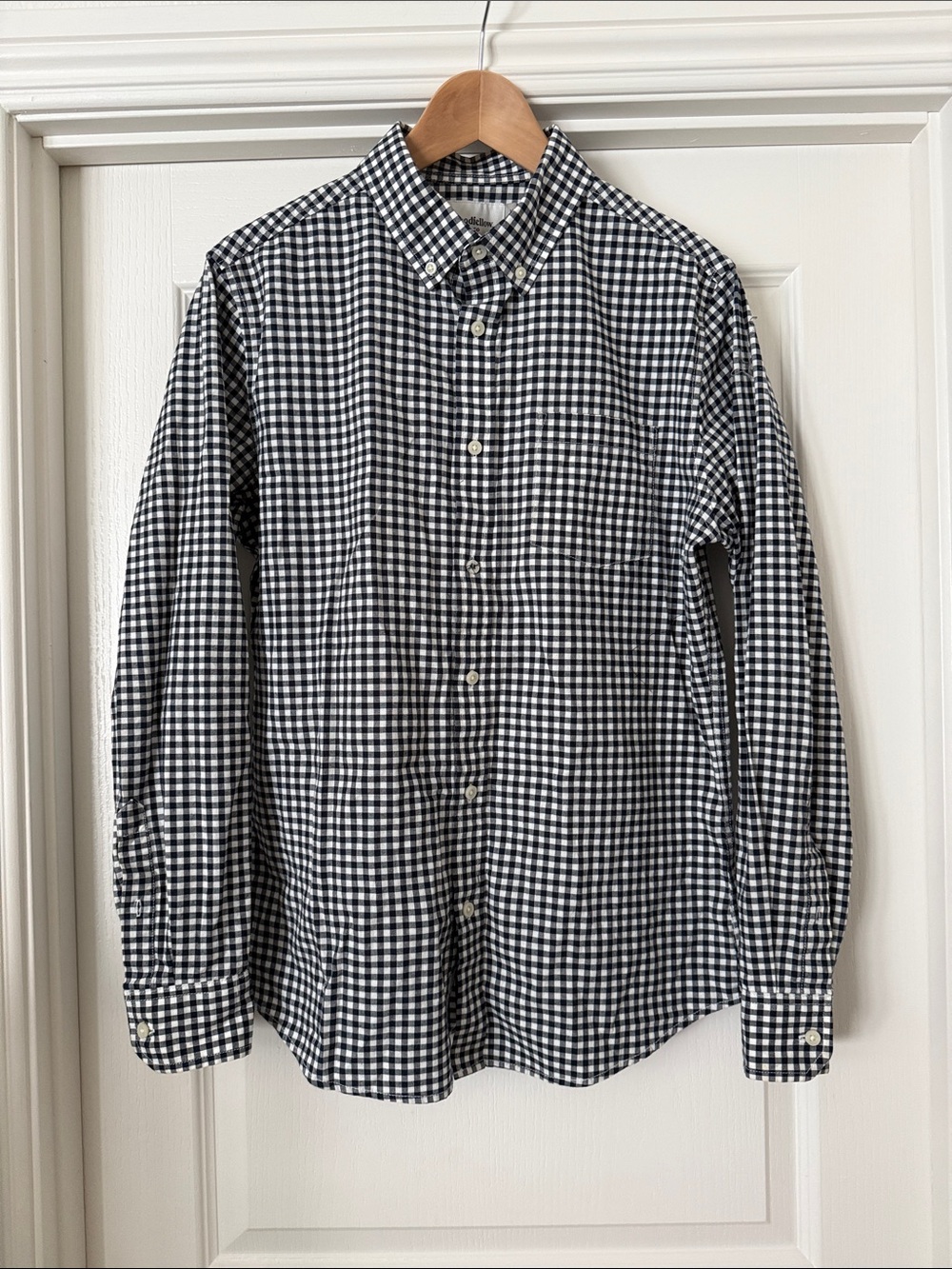 Goodfellow & Co Slim Fit Navy and White Gingham Button-Down Shirt